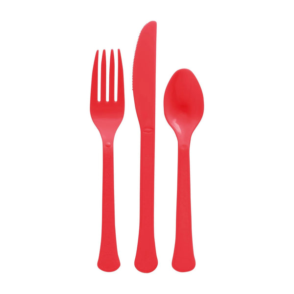 APPLE RED HEAVY WEIGHT CUTLERY ASSORTED 24PCS