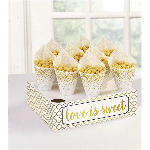 Wedding Snack Cones With Tray 42pcs