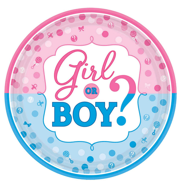 GIRL OR BOY? ROUND PAPER PLATES 10.50IN, 8PCS