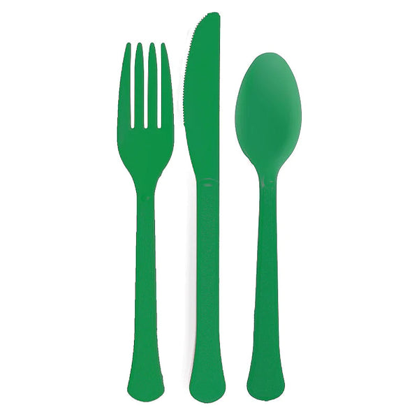 FESTIVE GREEN HEAVY WEIGHT ASSORTED CUTLERY 24PCS