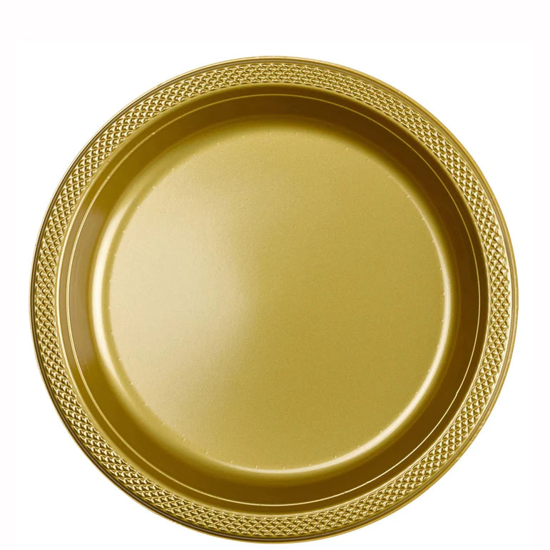 Gold Sparkle Plastic Plates 9in, 20pcs