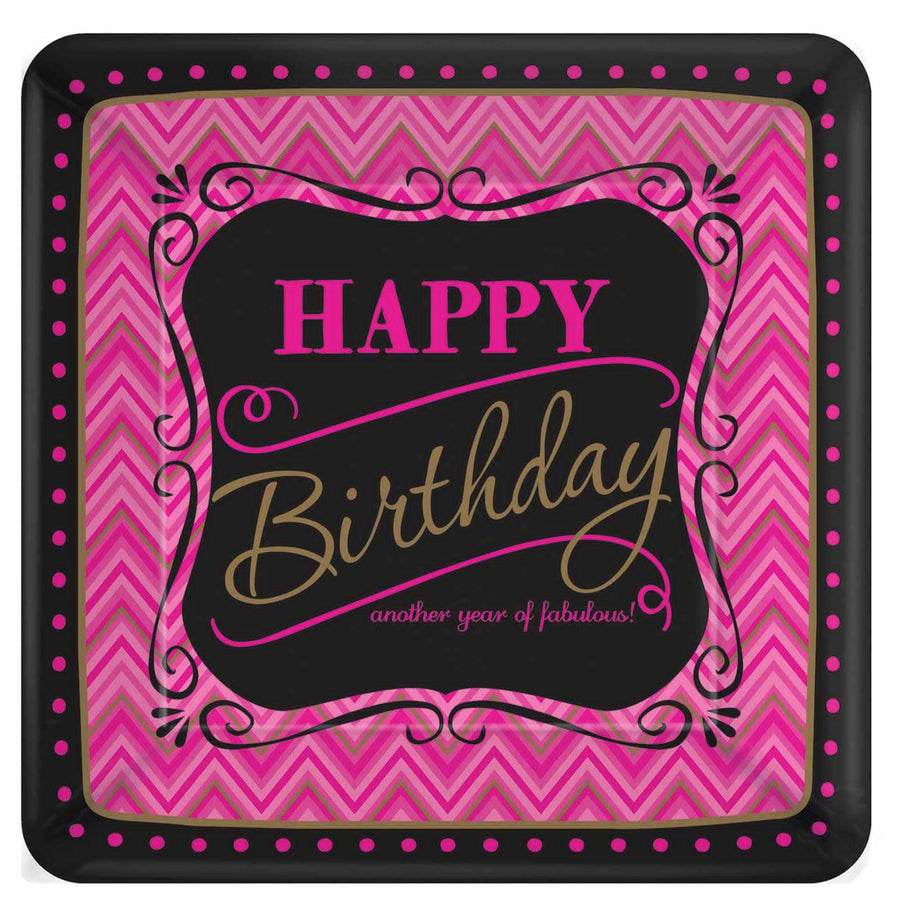 Born To Be Fabulous Square Paper Plates 10in, 8pcs