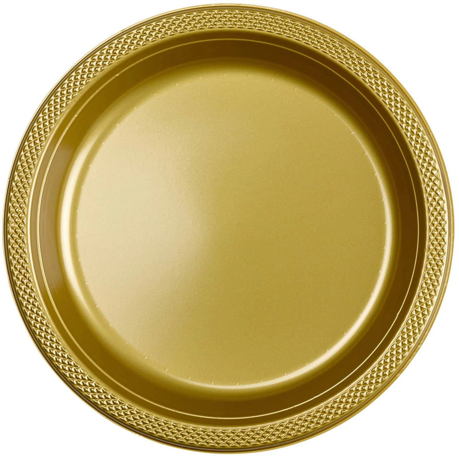 Gold Sparkle Plastic Plates 10.25in, 20pcs