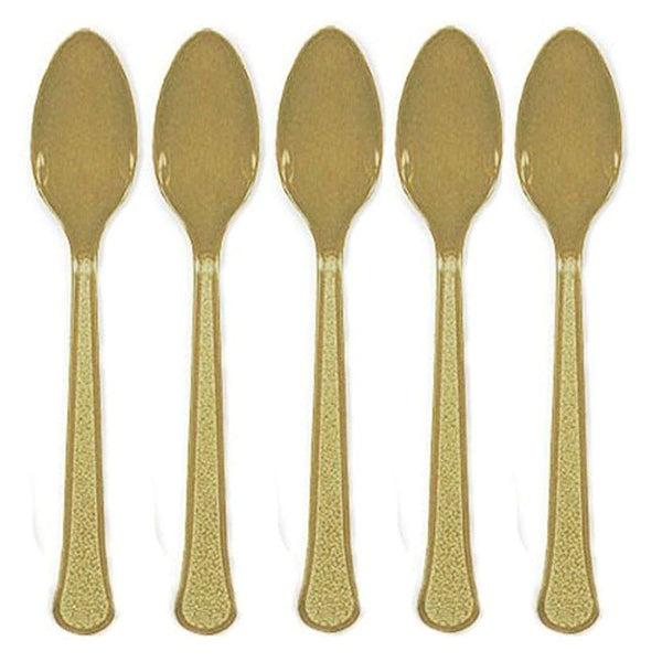 Gold Heavy Weight Plastic Spoons 20pcs