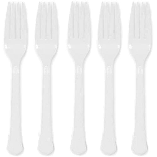 Frosty White Heavy Weight Plastic Forks 20pcs