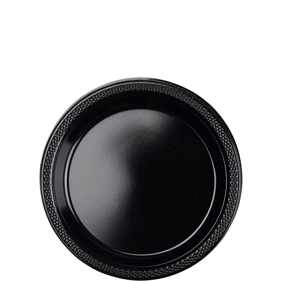 Jet Black Plastic Plates 7in, 20pcs