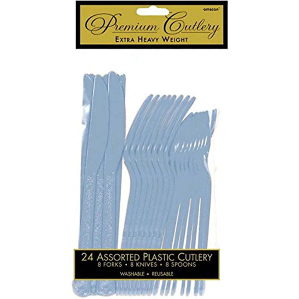 Pastel Blue Heavy Weight Assorted Cutlery 24pcs