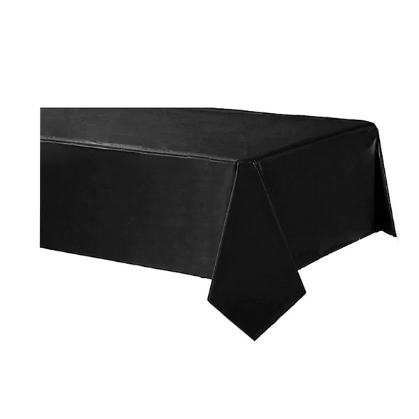 Jet Black Plastic Table Cover 54 X 108in