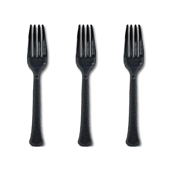 Jet Black Heavy Weight Plastic Forks 20pcs