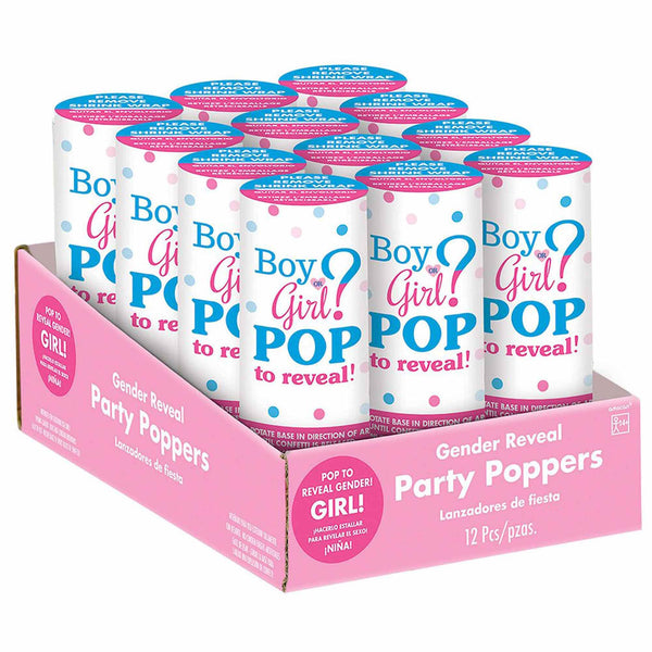 PINK GIRL CONFETTI PARTY POPPERS