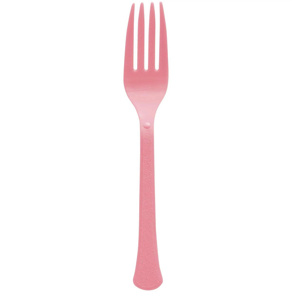 NEW PINK HEAVY WEIGHT PLASTIC FORKS, 20PCS