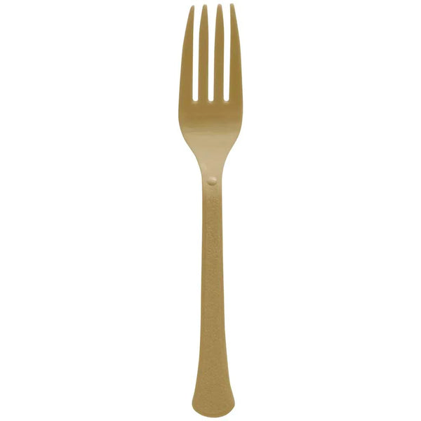 GOLD HEAVY WEIGHT PLASTIC FORKS, 20PCS