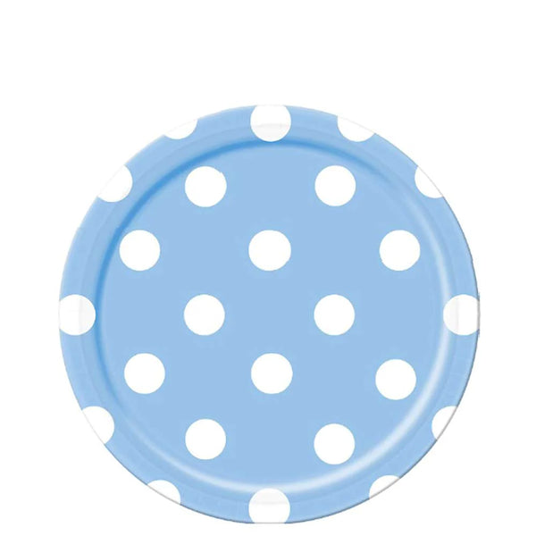 CARIBBEAN BLUE DOTS PAPER PLATES 9IN, 8PCS