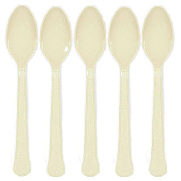 Vanilla Creme Heavy Weight Plastic Spoons 20pcs