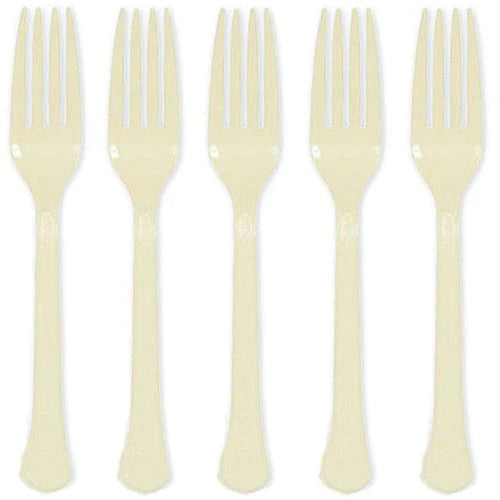 Vanilla Creme Heavy Weight Plastic Forks 20pcs