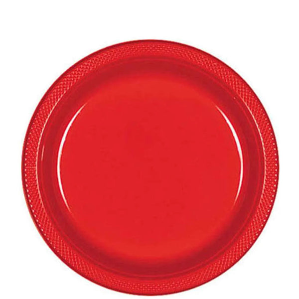 Apple Red Plastic Plates 9in, 20pcs