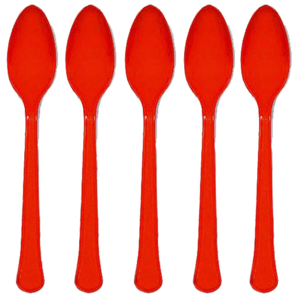 Apple Red Heavy Weight Plastic Spoons 20pcs