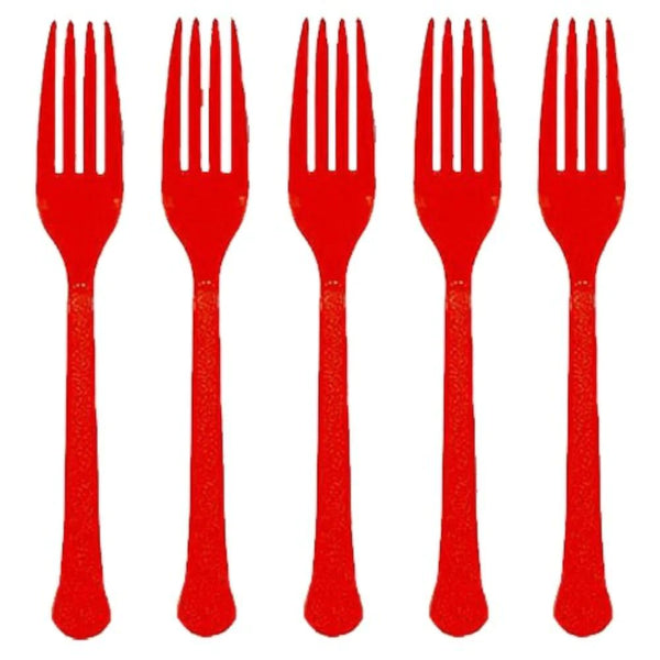 Apple Red Plastic Forks 20pcs