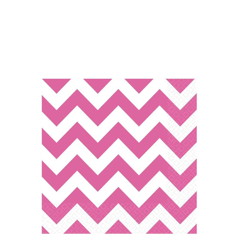Bright Pink Chevron Beverage Tissues 16pcs