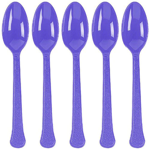 New Purple Heavy Weight Plastic Spoons 20pcs