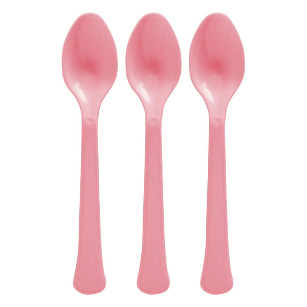 NEW PINK HEAVY WEIGHT PLASTIC SPOONS 20PCS