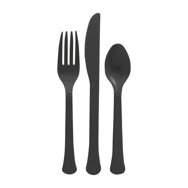 JET BLACK HEAVY WEIGHT CUTLERY ASSORTED 24PCS