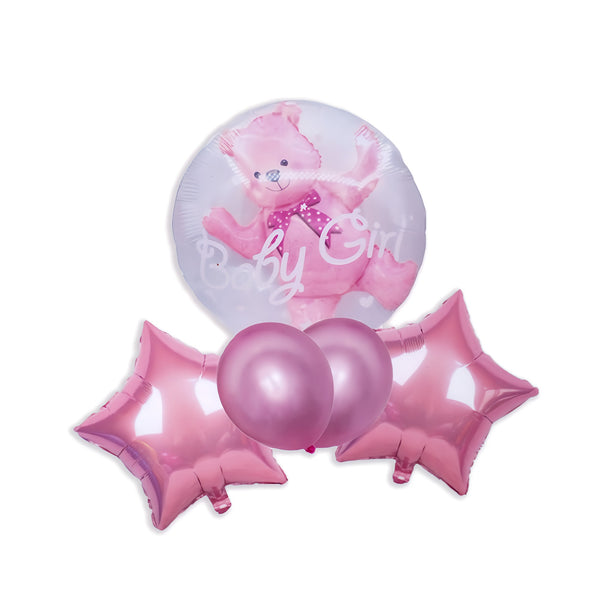 Baby Girl Pink Balloon 5 pcs Foil Baby Shower Decorations for Girl, It is a Girl Balloons for Birthday Party Decoration Gender Reveal Supplies