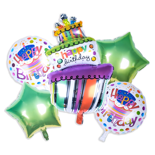 Happy Cake Shape Foil Balloons- 5 pcs Party Supplies Decorations Birthday Wedding Cosplay Festival