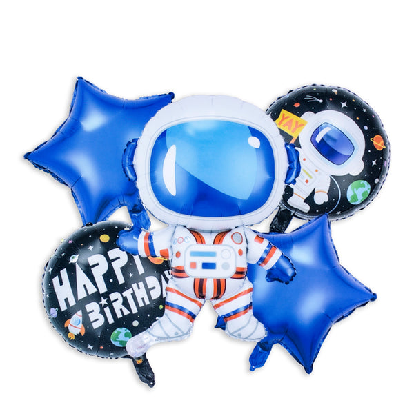 Spaceman Theme 5 Foil Baloons To The Moon Baby Birthday Party Decoration Astronaut Rocket Spaceship Foil Balloon Set