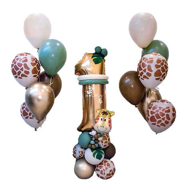 Giraffe Theme First birthday- 5 pcs, 1st party Foil Golden Balloon Happy birthday decorations