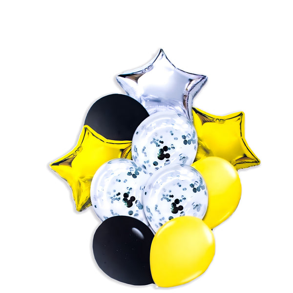 Gold, Black, Silver Latex & Foil Balloons- 10 pcs for Birthday/Baby Shower/Party Decoration- Gold&Black