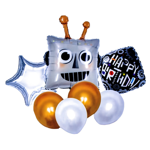 Robot Balloons Theme- 7 pcs Foil & Latex Giant  for Kids Children Birthday Party Summer Decoration Gift