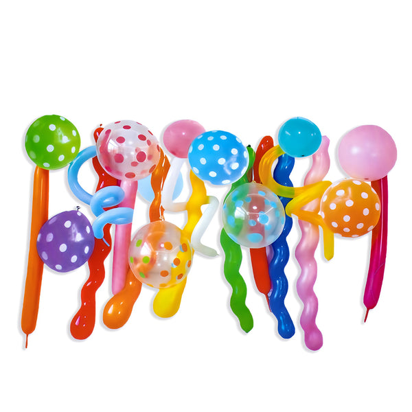 Long Colored and Doted Balloons Set for Happy Birthday Set Kids 1ST Party Decorations with Transparent Balloons