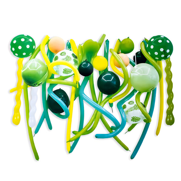 Long Green and Doted Balloons Set for Happy Birthday Set Kids 1ST Party Decorations