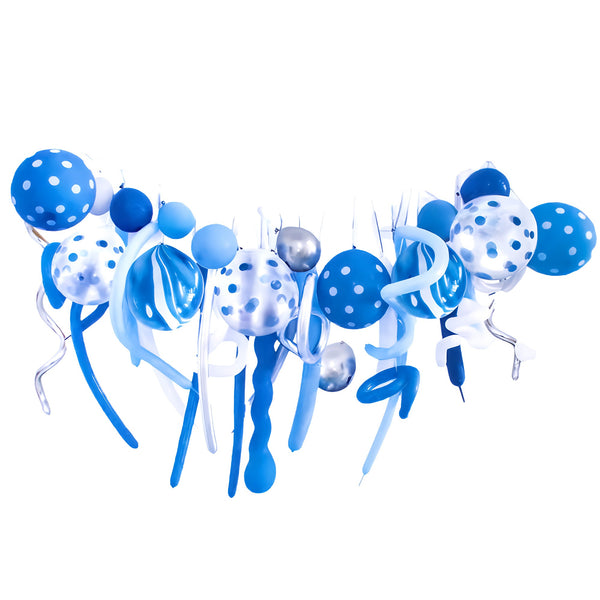 Long Blue and White Doted Balloons Set for Happy Birthday Set Kids 1ST Party Decorations