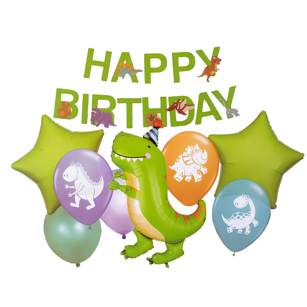 Cute Dinosaur helium- 9 pc supported foil balloons combo for balloon bouquets | Birthday party | Theme party | Baby shower for boys and girls birthday decoration