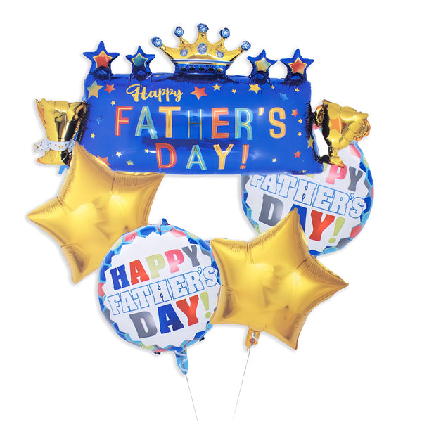 Happy Father's Day Balloons- 5 pcs, Crown Trophy Foil Balloons for Father's Day Themed Party Happy Father's Day Party Supplies Decorations