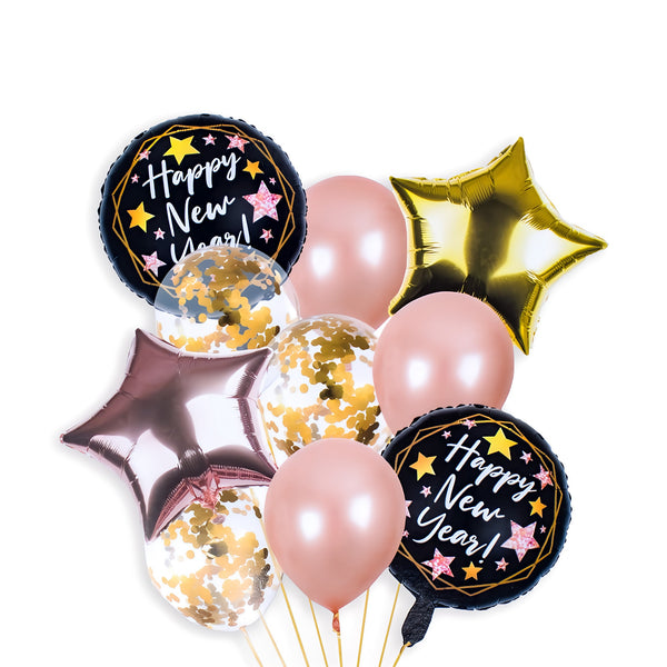 Happy New Year 10Pcs Round Confetti Latex Balloons New Year Party Merry Christmas Home Anniversary Decoration Supplies