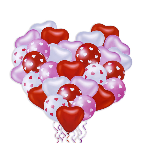 Piece 'Love' Romantic Balloon- 12 pcs, Red & Pink - Heart-Shaped & Confetti Balloons for Birthday Party