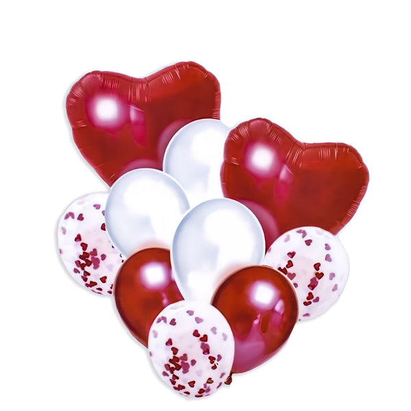 Red & White Heart Balloons- 11 pcs - Perfect for Valentine's Day, Engagements, or Anniversary Party Decoration