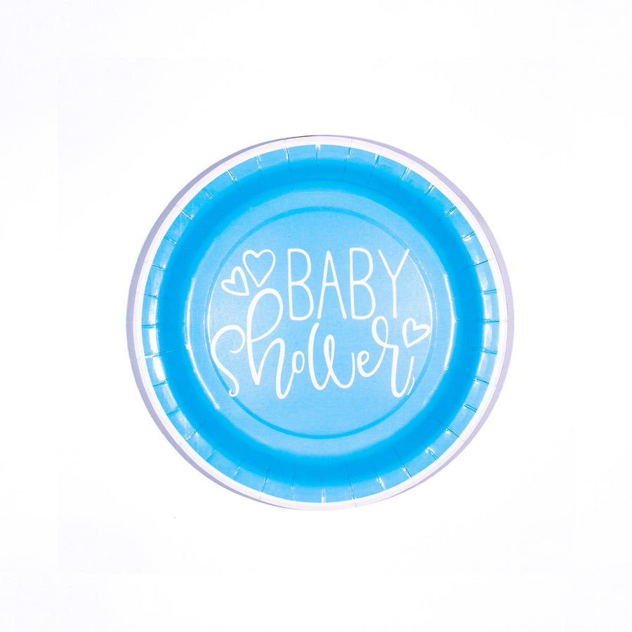 Paper Plates Party 7 inch Blue Hearts Baby Shower, Pack of 8