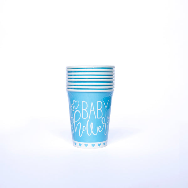 Blue Gender Reveal Cups 8 Pcs 250ml Disposable Cups Gender Reveal Party Paper Cups Team Boy Drinking Cup for Baby Reveal Table Decoration