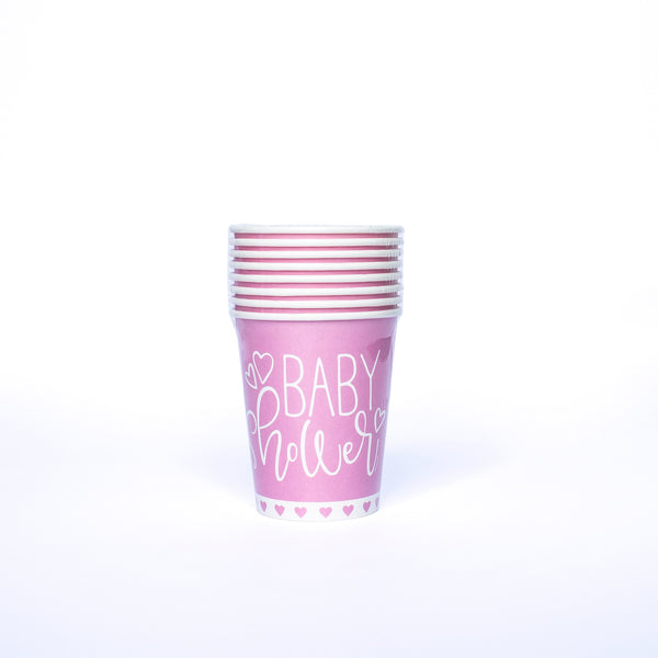 Pink Gender Reveal Cups 8 Pcs 250ml Disposable Cups Gender Reveal Party Paper Cups Team Boy Drinking Cup for Baby Reveal Table Decoration