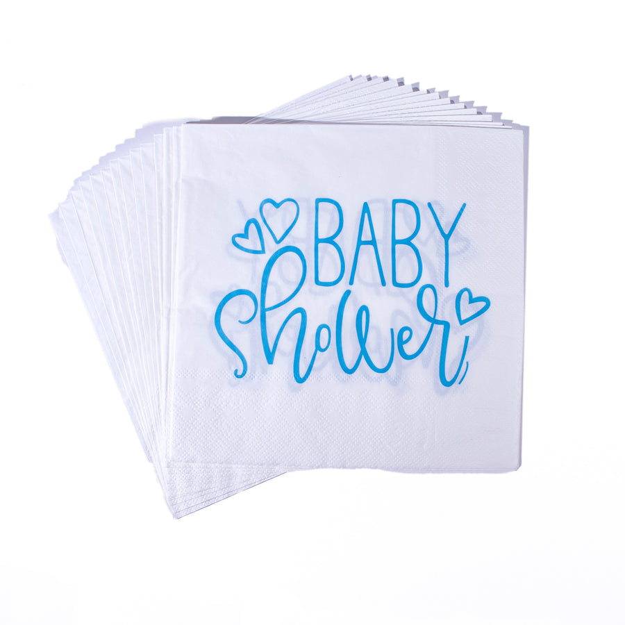 Blue Hearts "Baby Shower" Luncheon Napkins 16 pcs 33×33cm - Stylish Design, Perfect for Celebrations & Gender Reveal Parties