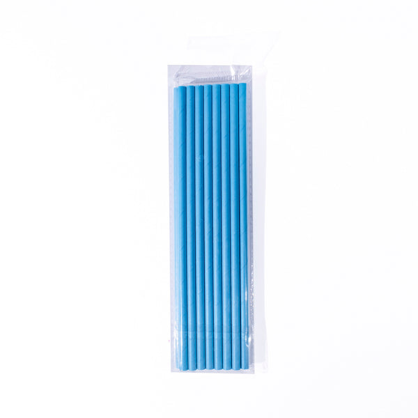 Blue Long Disposable Paper Straws- 6*197mm straws -16pcs- for Drinking, Birthdays, Parties, Decorations, Bars, Restaurants