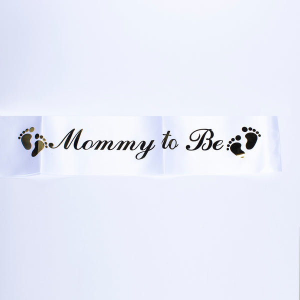 White Mom To Be Sash 160*9.5cm For Maternity Photo Shoot/Baby Shower Decoration satin material