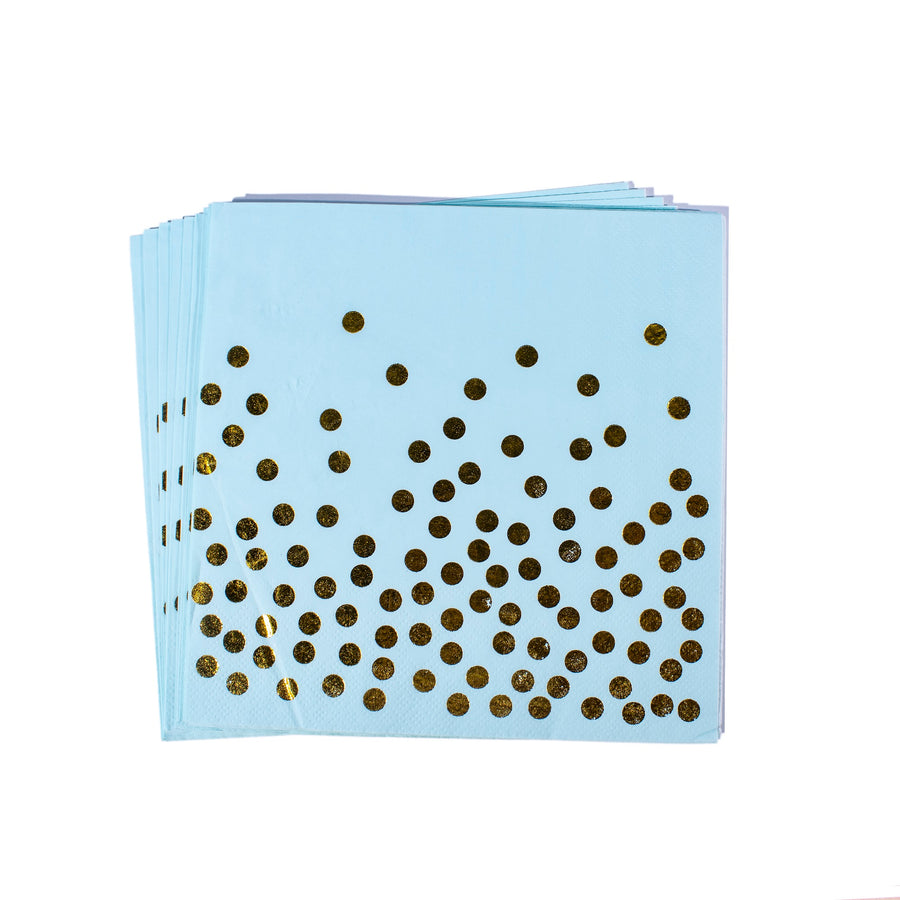 Napkins Disposable- 33×33cm- 12 pcs- Blue and Gold Dots Napkins ,Gold Foil Polka Dots Napkins  Party Supplies Plates for All Occasions