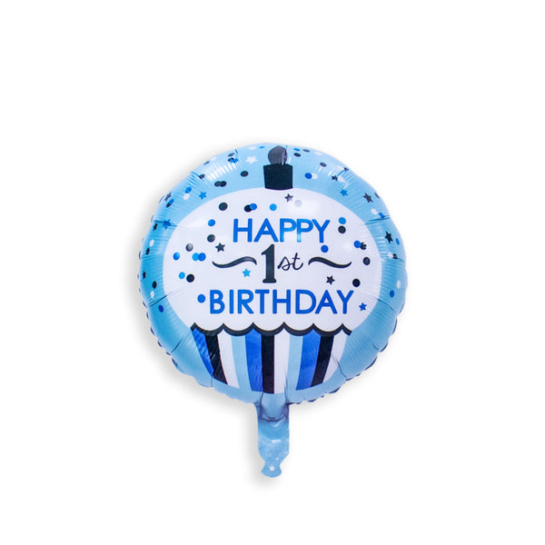 1st Birthday Cupcake Boy Holographic Foil Balloon