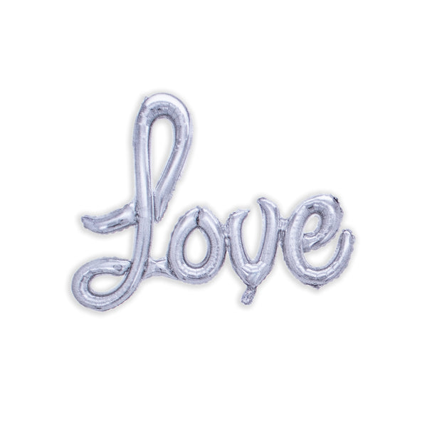 Ligatures Love Letter Foil Balloon Anniversary Wedding Valentines Birthday Party Decoration Champagne Cup Photo Props - Silver Color