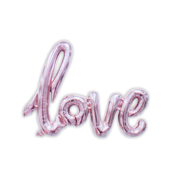 Large Ligatures Love Letter Foil Balloon Anniversary Wedding Valentines Birthday Party Decoration Champagne Cup Photo Props Light Pink